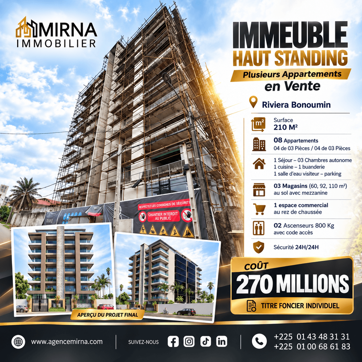 Appartements haut standing à vendre à Riviera Bonoumin
