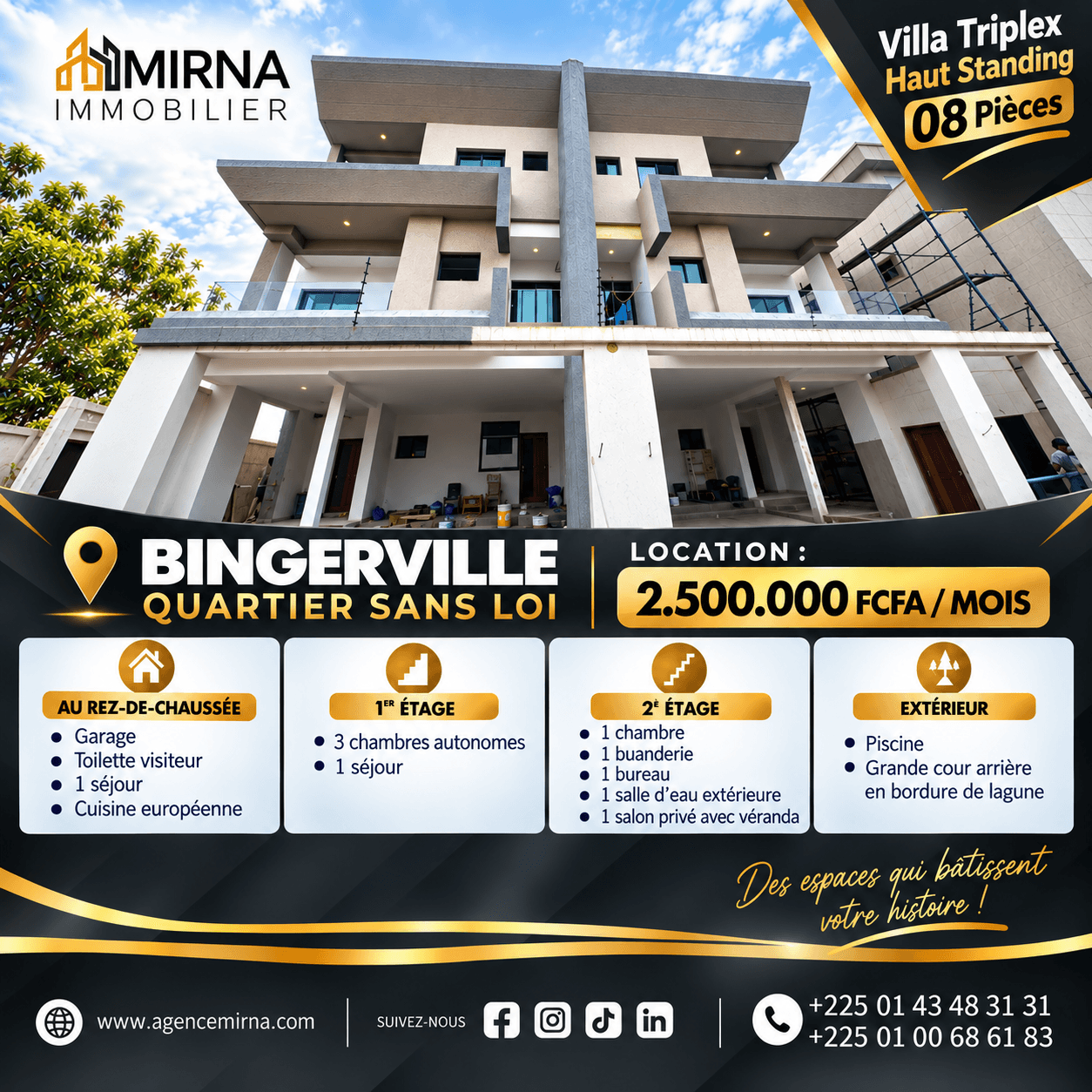 Villa Triplex 08 Pièces à Louer _ Bingerville